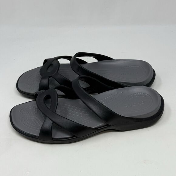 Crocs Meleen Twist Slide Sandals Womens 11 Black Open Toe Casual Comfort - Picture 6 of 15